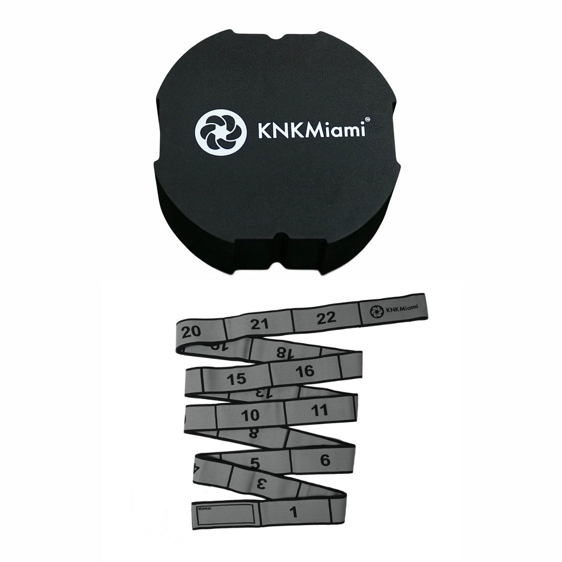 CIRCULAR YOGA BLOCK + PLATINUM BUNDLE (24 Loops Medium Resistance Stretch Band)