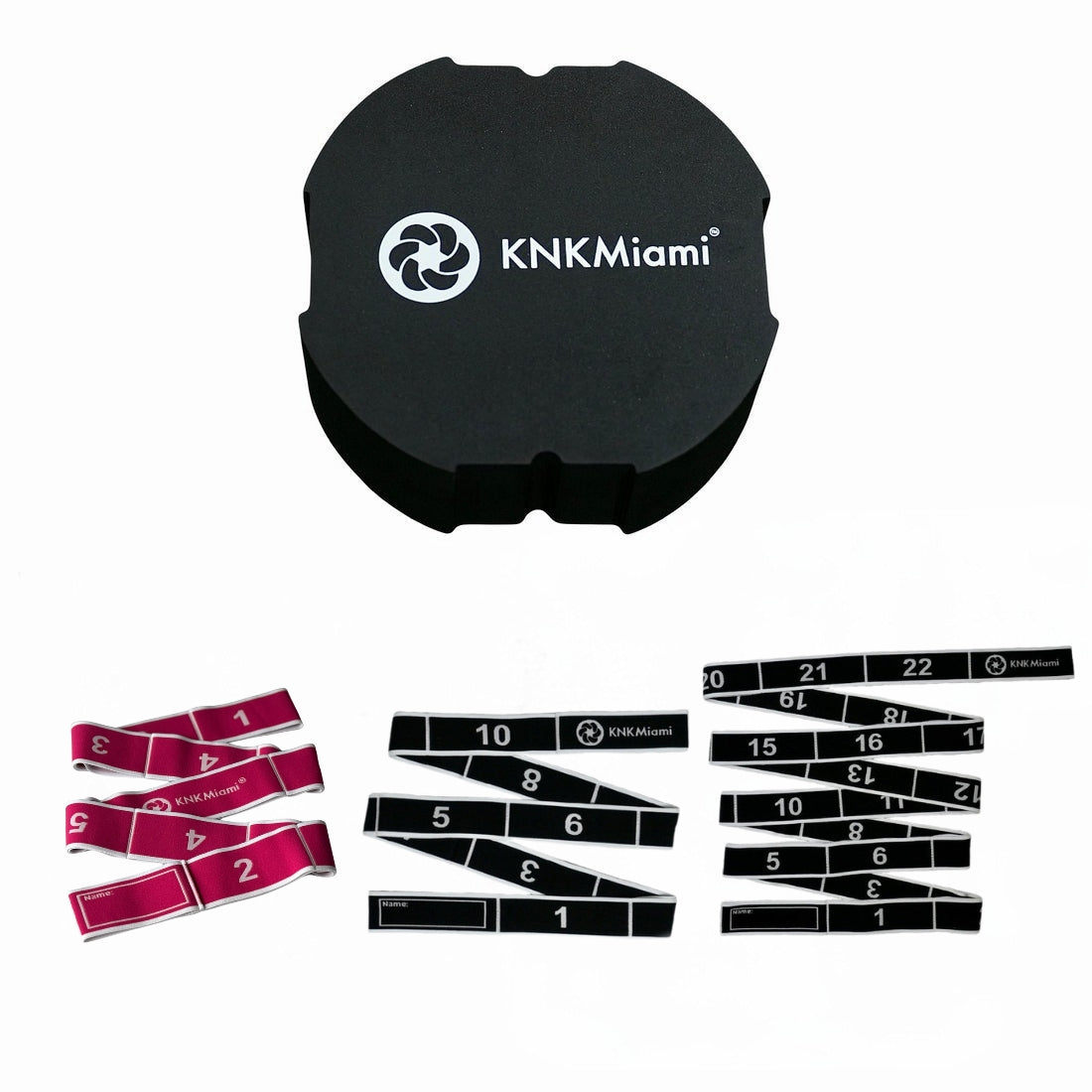 CIRCULAR YOGA BLOCK + 2 PREMIUM PRO BUNDLE (11 & 12 & 24 Loops Light Resistance Stretch Bands)