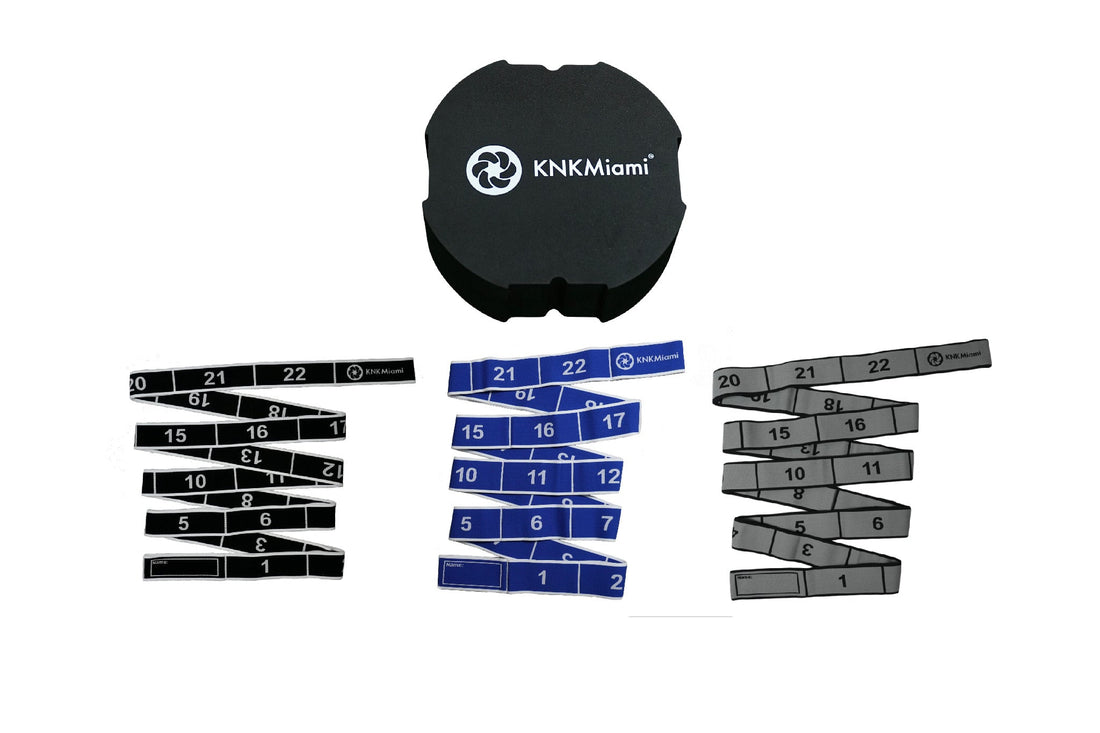 CIRCULAR YOGA BLOCK + 3 STRETCH BANDS 24 LOOPS BUNDLE - Premium (Light), Platinum (Medium), & Ultra (Heavy) Resistance