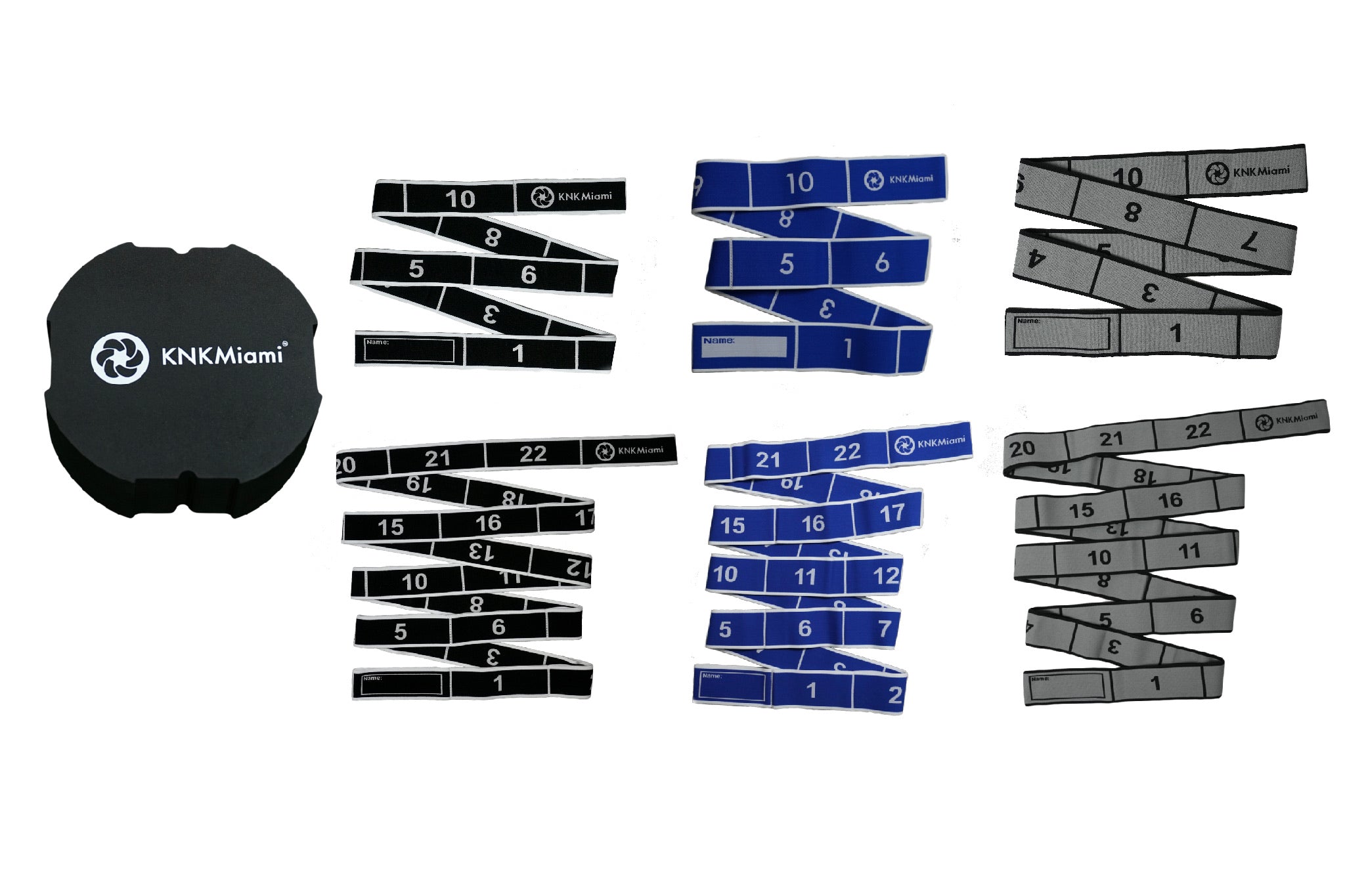 CIRCULAR YOGA BLOCK + 6 STRETCH BANDS 3(12&24) LOOPS BUNDLE - Premium (Light), Platinum (Medium), & Ultra (Heavy) Resistance