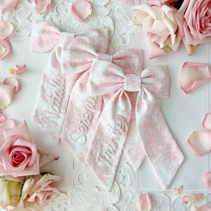 Pink Toile Sailor Pearl Bow