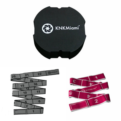 CIRCULAR YOGA BLOCK + PLATINUM PRO BUNDLE (24 Loops Medium Resistance &amp; 11 Loops Light Resistance Stretch Bands)