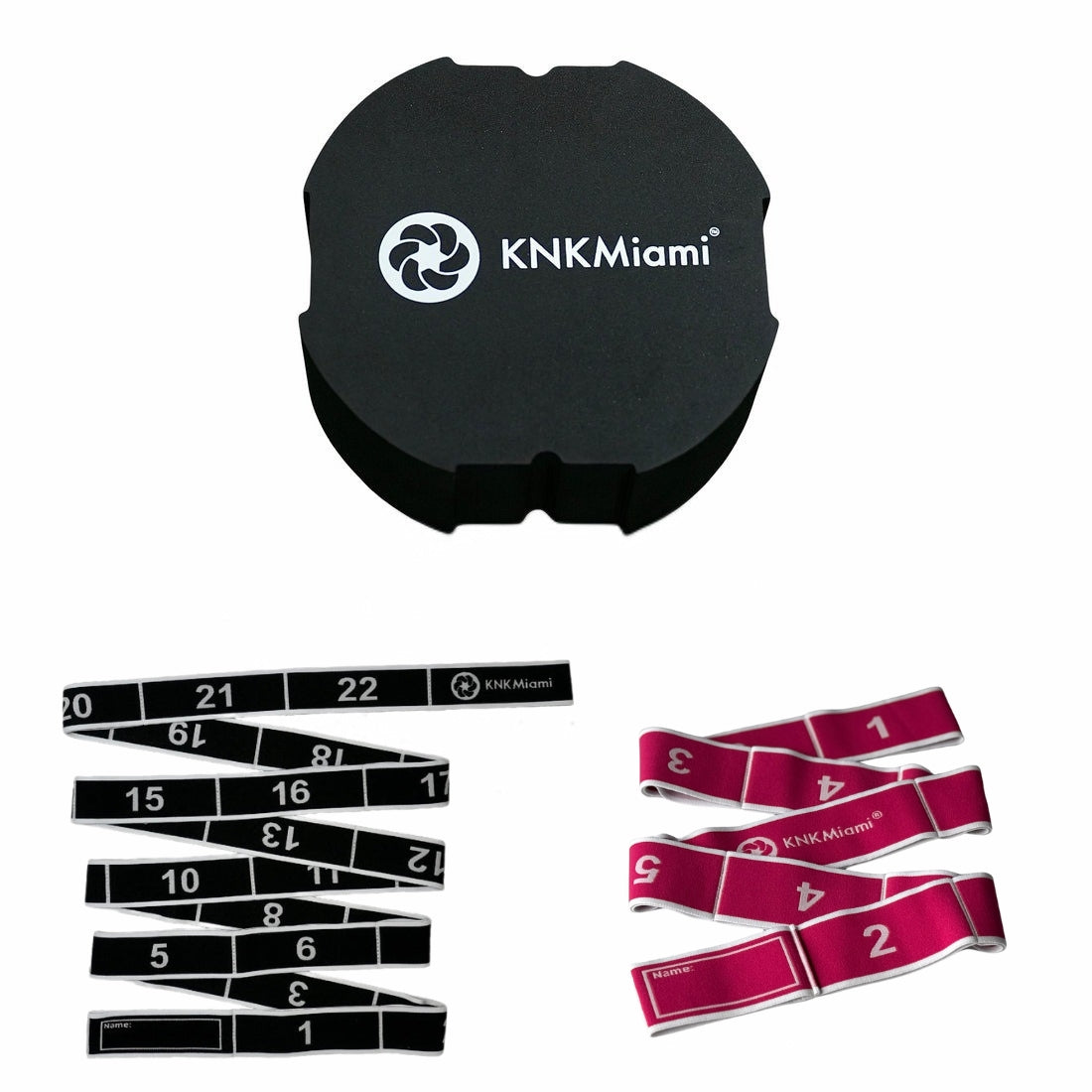 CIRCULAR YOGA BLOCK + PREMIUM PRO BUNDLE (24 Loops & 11 Loops Light Resistance Stretch Bands)